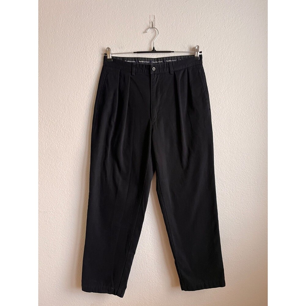 Vintage Polo Ralph Lauren Men's Relaxed Fit Pleated Trousers in Black Size 32